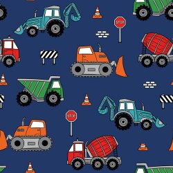 French Terry Digital bunte Fahrzeuge - blau