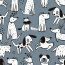 French Terry Digital lustige Hunde - rauchblau