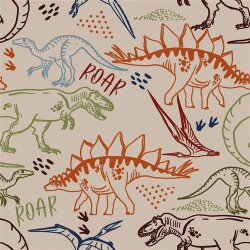 Wintersweat Digital gezeichnete Dinos - hellbeige