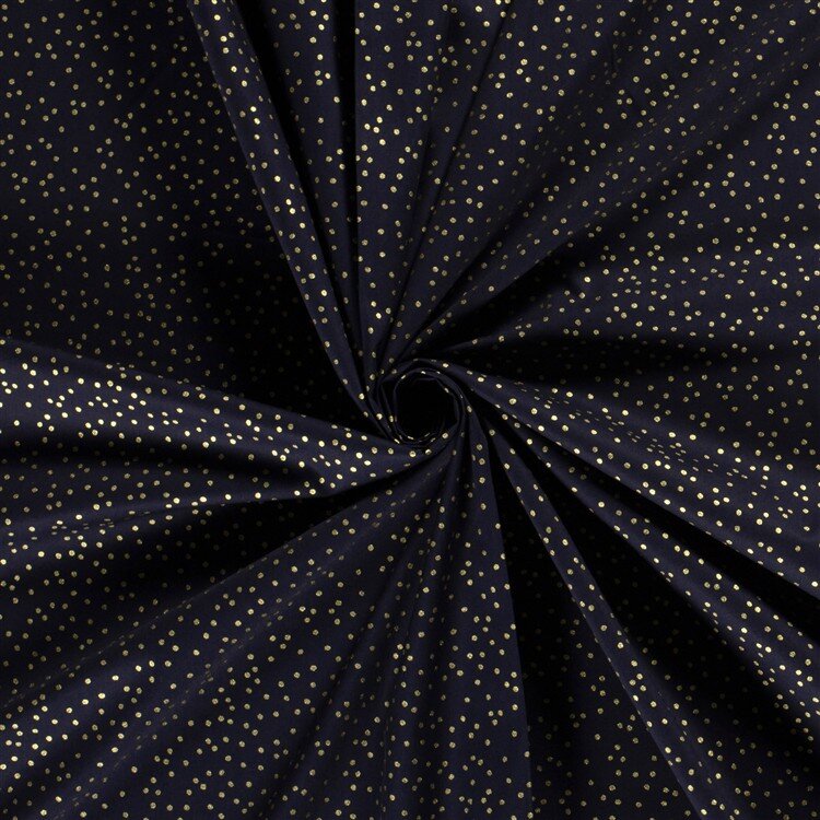 Baumwollpopeline Foliendruck wilde Punkte - dunkelblau/gold