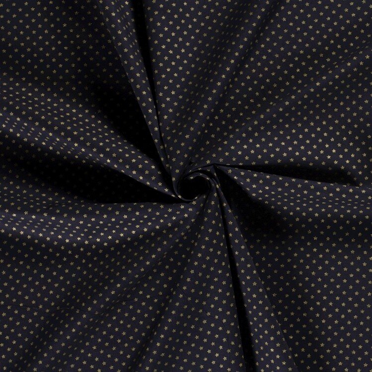 Baumwollpopeline Foliendruck Sternchen - dunkelblau/gold