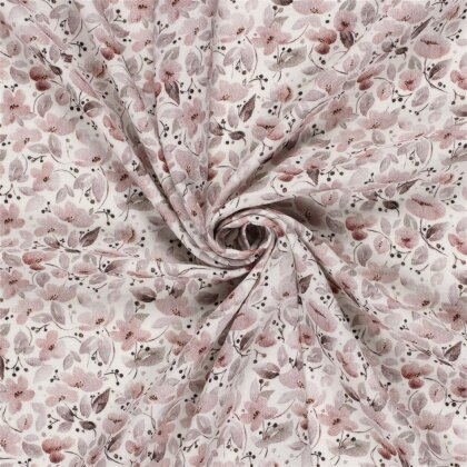 Musselin Digital schöne Blumen - creme