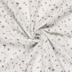 Musselin Digital Blumen - wollweiss