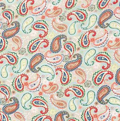 Bambus Popeline buntes Paisley - hellbeige