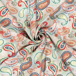 Bambus Popeline buntes Paisley - hellbeige