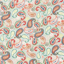 Bambus Popeline buntes Paisley - hellbeige