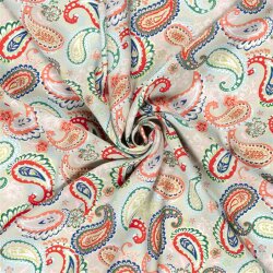 Bambus Popeline buntes Paisley - hellbeige