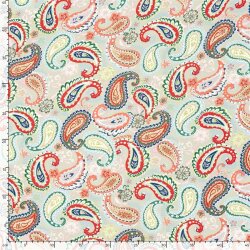 Bambus Popeline buntes Paisley - hellbeige