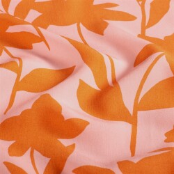 Viskose Popeline Blumenschatten - orange