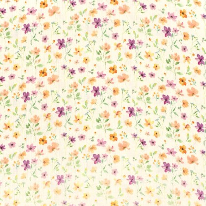 Musselin BIO~Organic Digital HerbstBlumen - creme