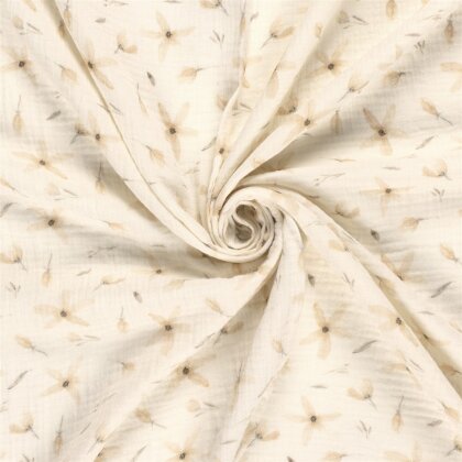 Musselin BIO~Organic Digital Blumenwind - creme