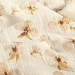 Musselin BIO~Organic Digital schöne Blumen - creme