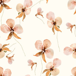 Musselin BIO~Organic Digital schöne Blumen - creme