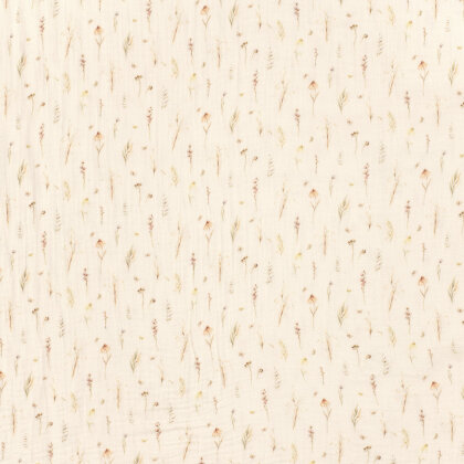 Musselin BIO~Organic Digital Schmetterlingswiese - cremebeige
