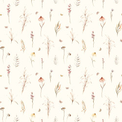 Musselin BIO~Organic Digital Schmetterlingswiese - cremebeige