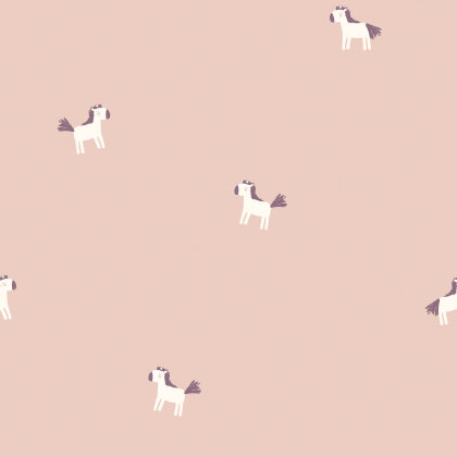 Baumwolljersey Digital kleine Pferde - kalt softpink
