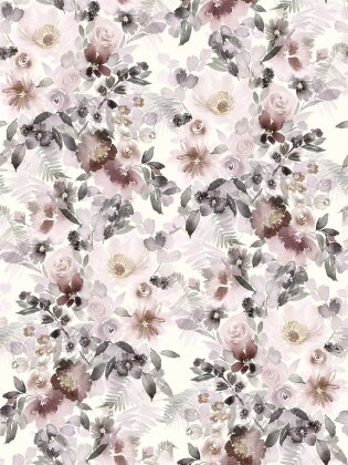 Rippenjersey Digital romantische Blumen - creme
