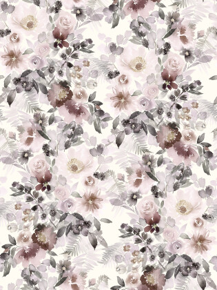 Rippenjersey Digital romantische Blumen - creme