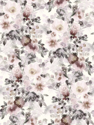 Rippenjersey Digital romantische Blumen - creme