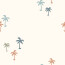 Stretch Frottee bunte Palmen - creme