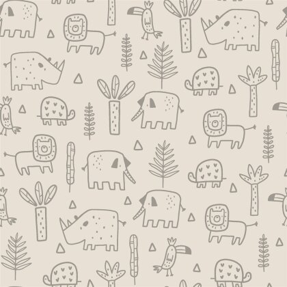 Stretch Frottee lustige Safari - hellbeige