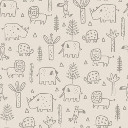 Stretch Frottee lustige Safari - hellbeige