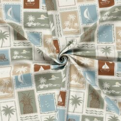 Baumwolljersey Urlaubscollage - cremeweiss