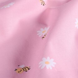 Baumwolljersey Bienchen und Blümchen - kaltrosa