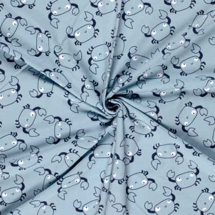 Baumwolljersey süsse Krabben - wasserblau