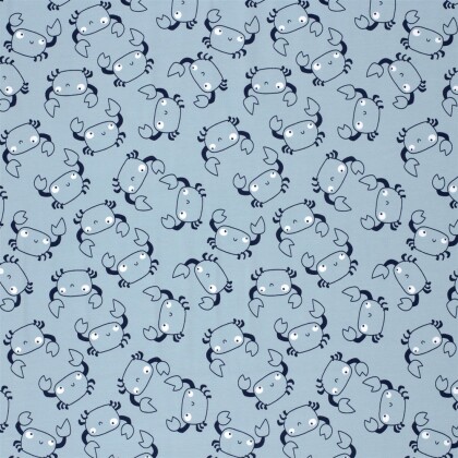 Baumwolljersey süsse Krabben - wasserblau