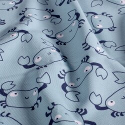 Baumwolljersey süsse Krabben - wasserblau