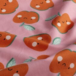 Baumwolljersey fröhliche Äpfel - hellpink