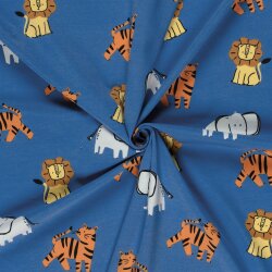 Baumwolljersey Tiger und Co - royalblau