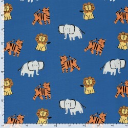 Baumwolljersey Tiger und Co - royalblau