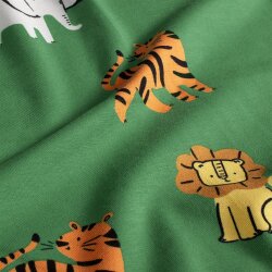 Baumwolljersey Tiger und Co - wiesengrün