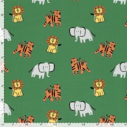 Baumwolljersey Tiger und Co - wiesengrün