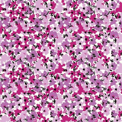 Baumwollpopeline Blumen - fuchsia