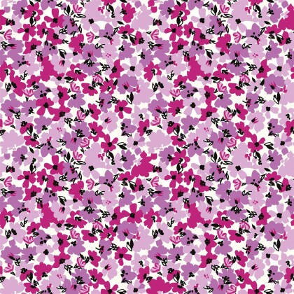 Baumwollpopeline Blumen - fuchsia
