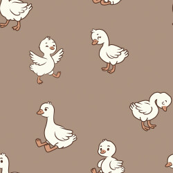 French Terry lustige Enten - cappuccino