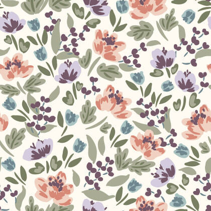 French Terry schöne Blumen - creme