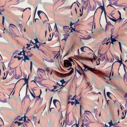 Viskose Popeline grosse Blumen - rosa/lavendel