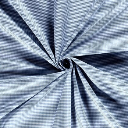 Baumwollpopeline garngefärbt Vichy Karo 2mm - jeansblau