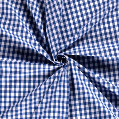 Baumwollpopeline garngefärbt - Vichy Karo 10mm royalblau