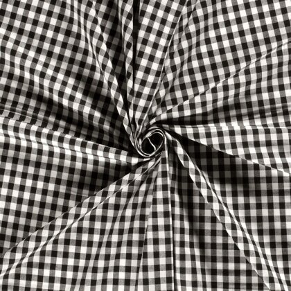 Baumwollpopeline garngefärbt - Vichy Karo 10mm schwarz