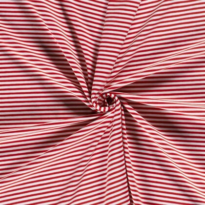 Baumwolljersey Glücksstreifen 5mm - rot