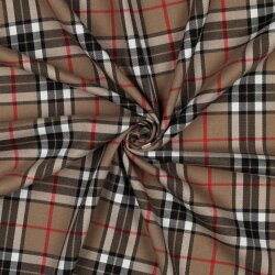 Gabardine Schottenkaro Stretch - kamel/schwarz/rot