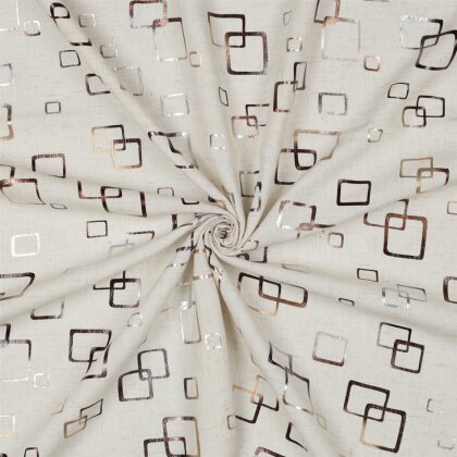 Leinen Viskose bronzene Quadrate  - creme