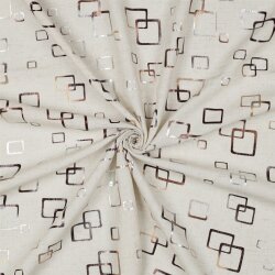 Leinen Viskose bronzene Quadrate  - creme