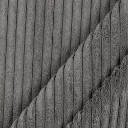 Velours-Deko-Cord XXL Streifen - mittelgrau