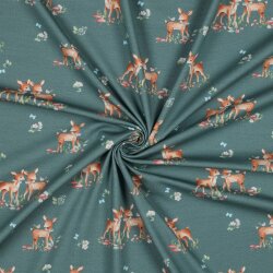 Baumwolljersey Organic Digital Reh - schattenblau